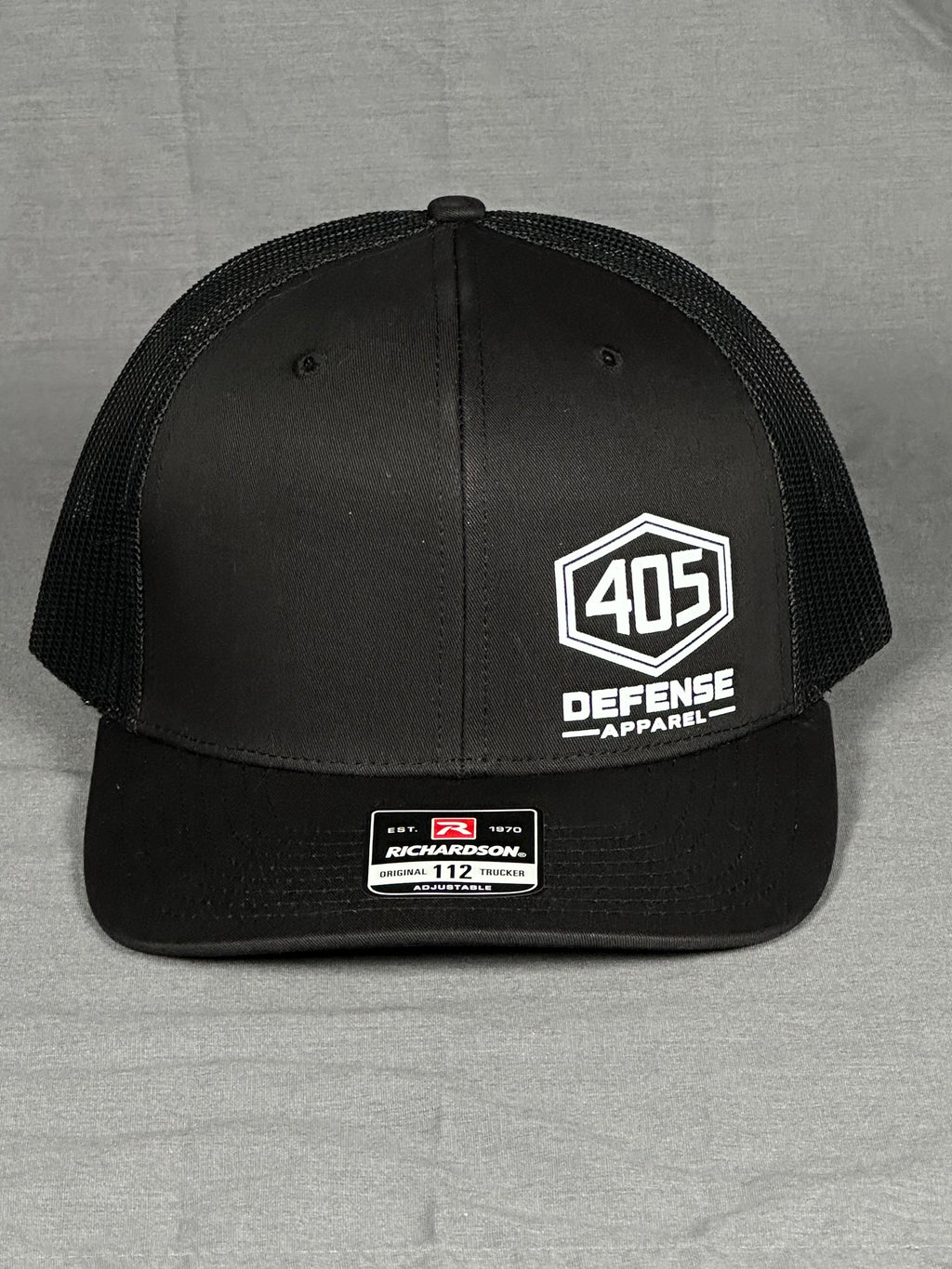 Hex logo Richardson 112 trucker hat front view