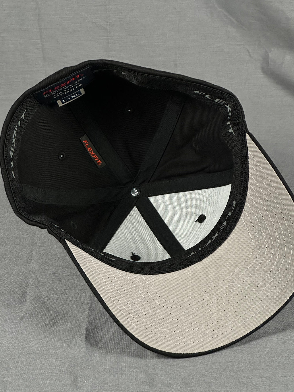 Interior view of Flexfit hat showing structured panels and fitted band