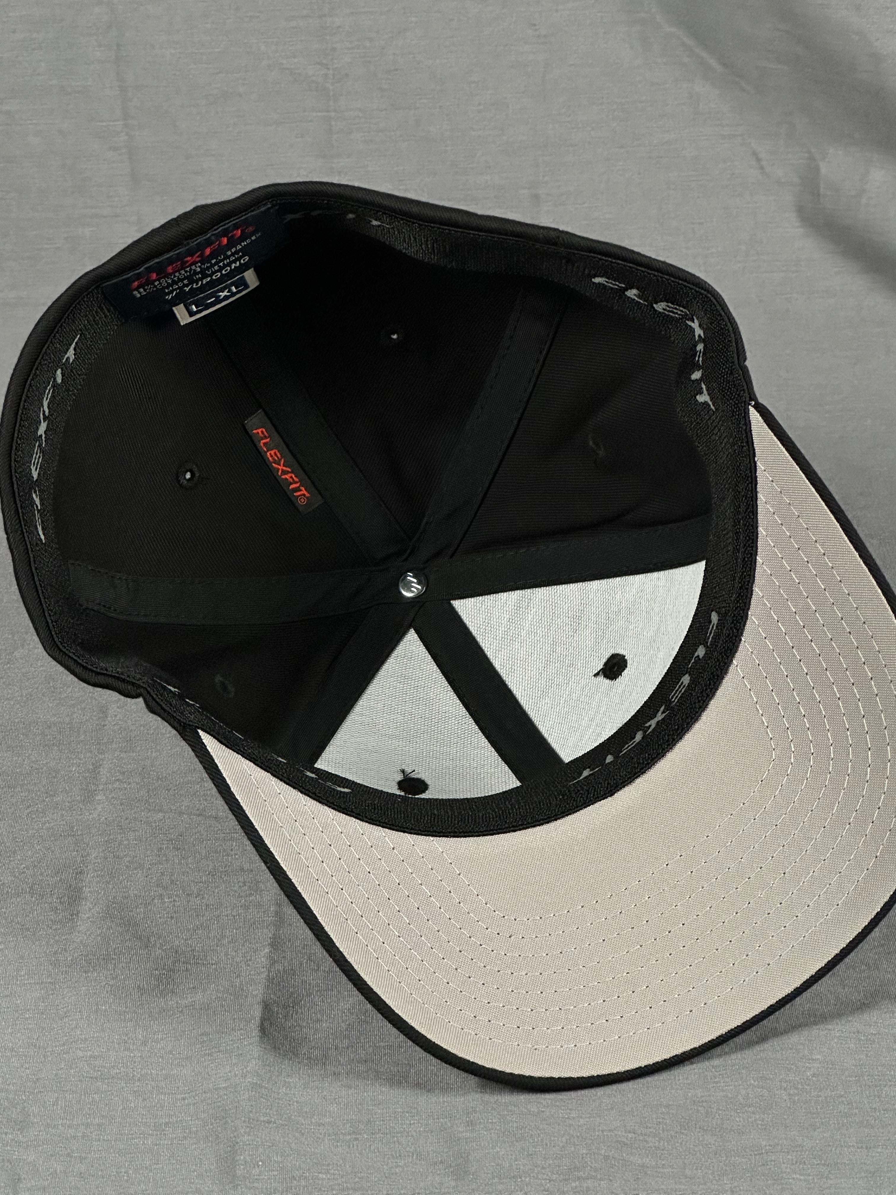 Interior view of Flexfit hat showing structured panels and fitted band
