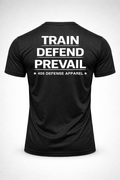 Train Defend Prevail tactical t-shirt black back view by 405 Defense Apparel